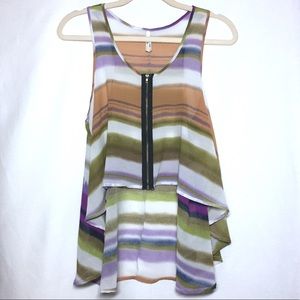 Myth NYC White/Purple/Mustard Racer Back Tank Top